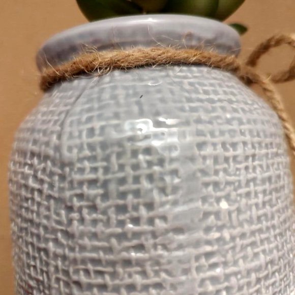 Old East Main Co. Faux Imitation Fake Succulent Plant & Ceramic Vase Gray White - Picture 7 of 9